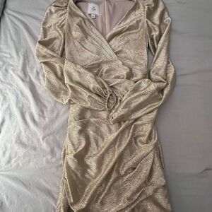 Boutique DB Studio Long Sleeve Gold Glitter Dress - Women | Color: Gold